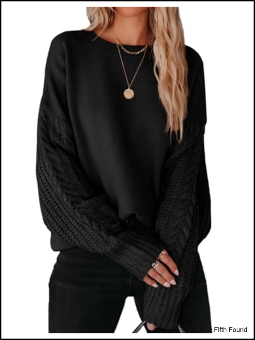 Cable Knit Oversized Sweater Pullover Loose Tunic Top Crew Neck